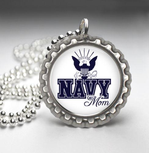 Navy Mom Handmade Photo Pendant Bottle Cap Necklace - MotherProud