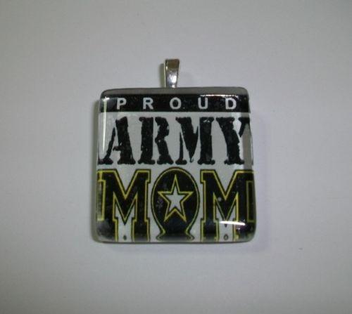 Proud ARMY MOM 1x1 Crystal Tile Charm Pendant - MotherProud