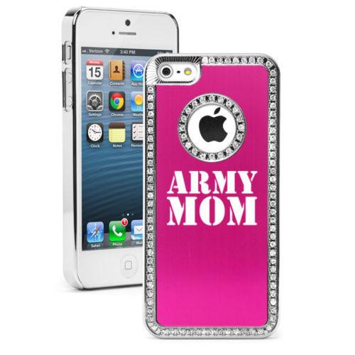 Army Mom Rhinestone Bling Iphone Case for 4 4S 5 5S 5c - MotherProud