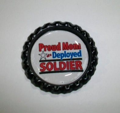 Proud Mom of a Deployed Soldier Army Mom Flat Bottle Cap Pin - MotherProud