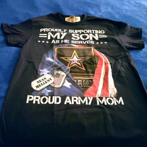 Personalized Military Mom Family Proudly Support T-shirts