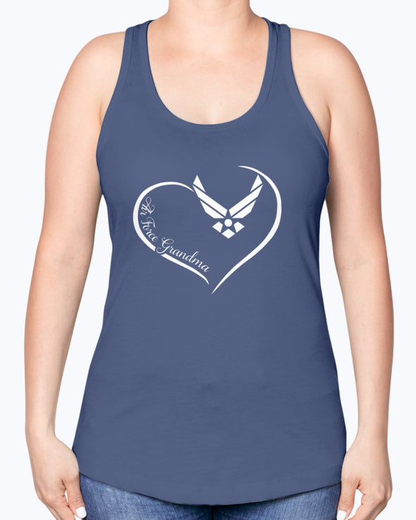 Proud Air Force Grandma Curved Heart T-shirts - MotherProud