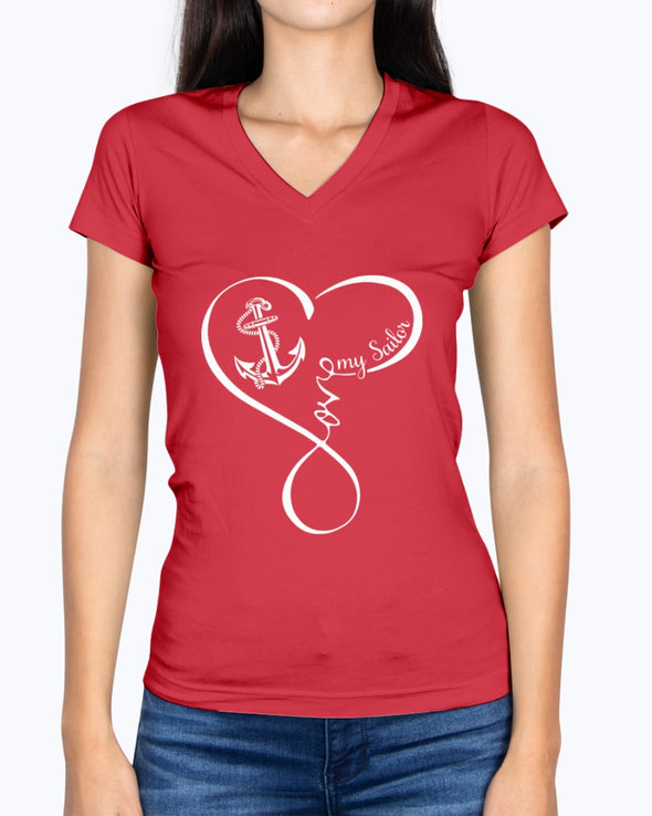 Proud Navy Mom Love My Sailor Heart Shape T-shirts - MotherProud
