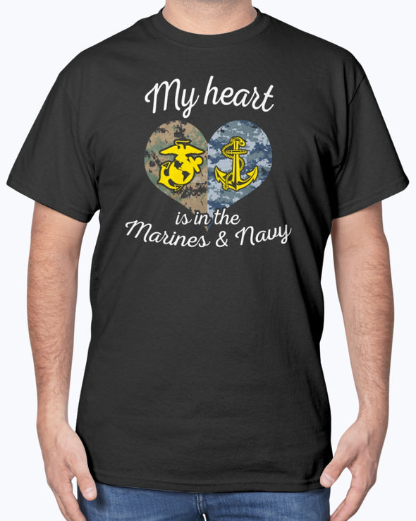 Proud US Marine Navy Mom My Heart T-shirts - MotherProud