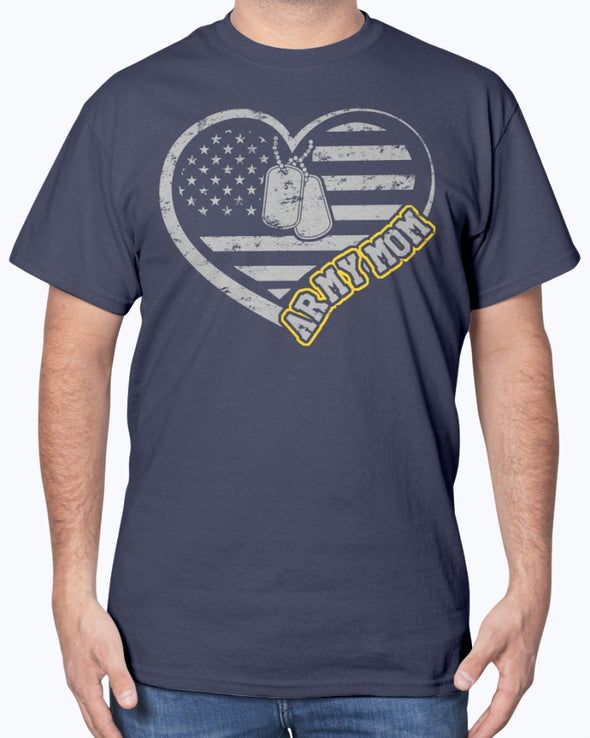 Proud Army Mom Heart Flag T-shirts