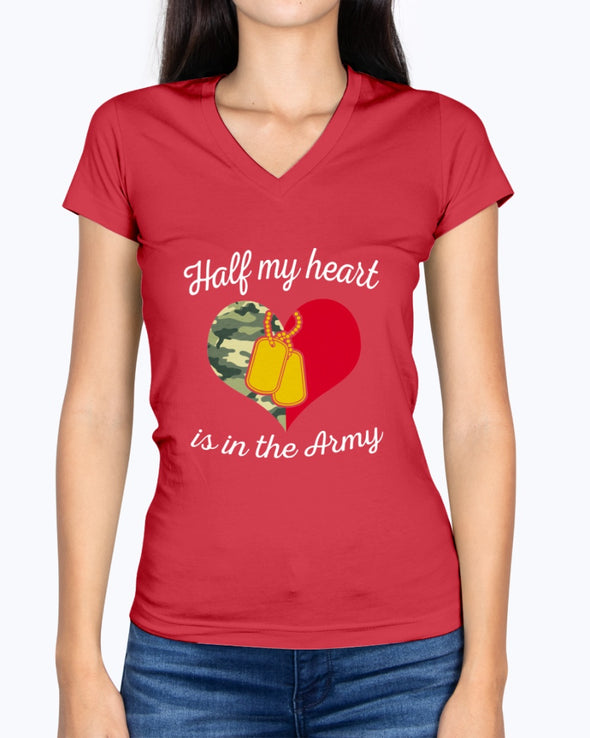 US Army Mom Half My Heart T-shirts