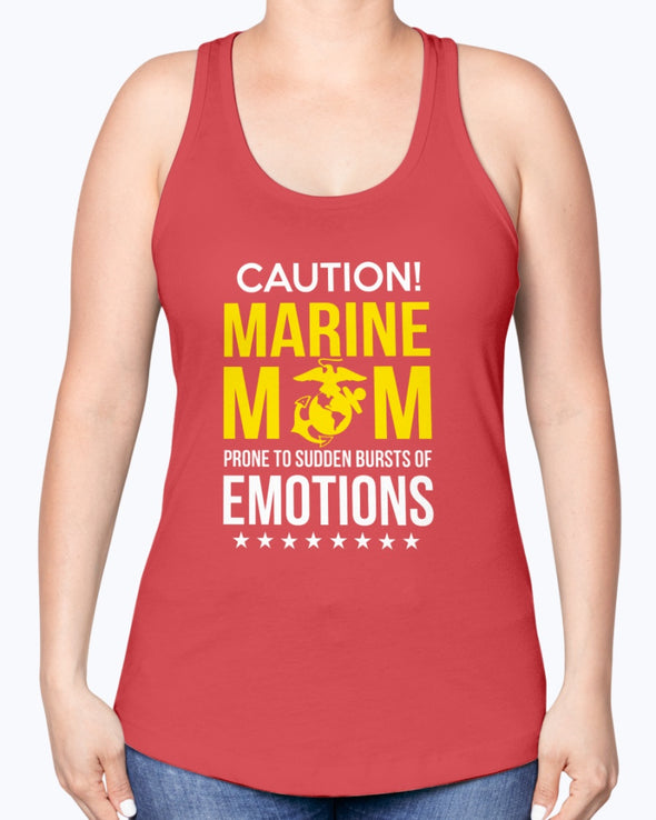 Marine Mom Caution Emotions T-shirts - MotherProud