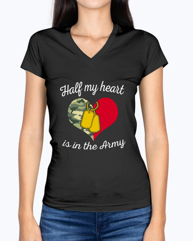 US Army Mom Half My Heart T-shirts