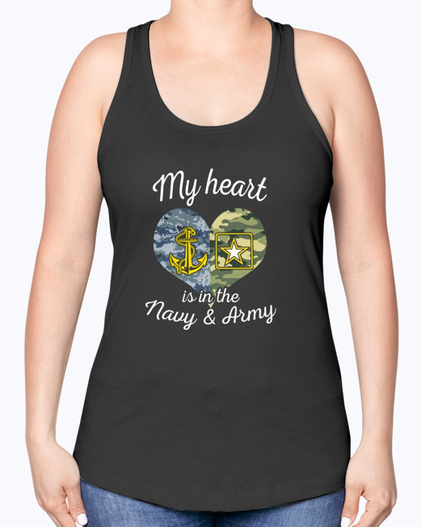 US Navy Army Mom My Heart T-shirts