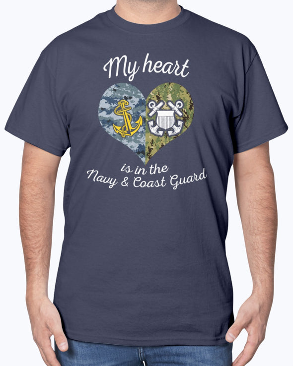 Proud Navy Coast Guard Mom My Heart T-shirts - MotherProud