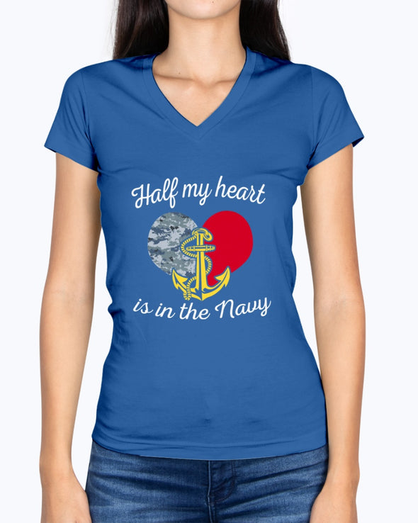 US Navy Mom Half My Heart T-shirts