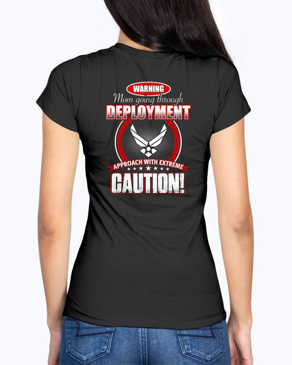 Proud Air Force Mom Approach with Caution T-shirts - MotherProud