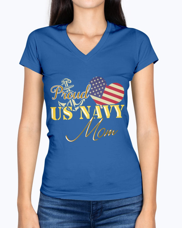 Proud Navy Mom Star Heart T-shirts - MotherProud