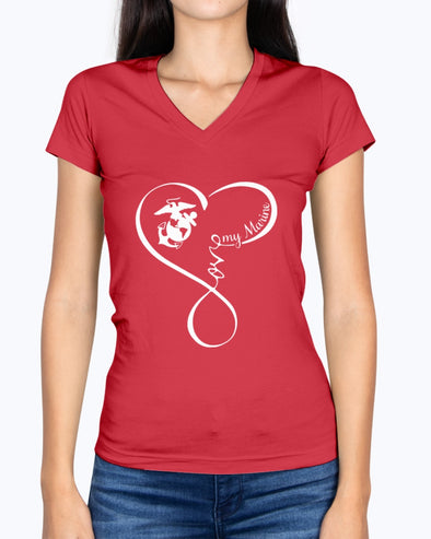 Proud Marine Mom Wife LOVE My Marine Heart Shape T-shirts - MotherProud