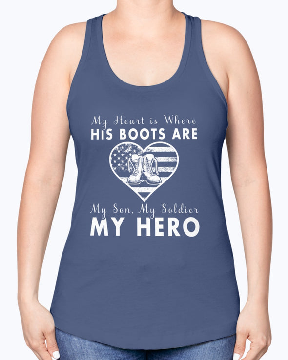 Army Mom Heart & Boots T-shirts