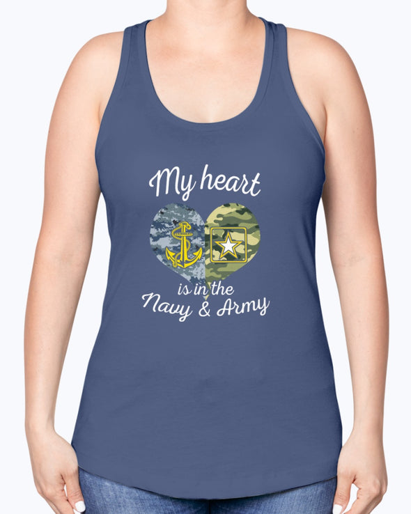 US Navy Army Mom My Heart T-shirts