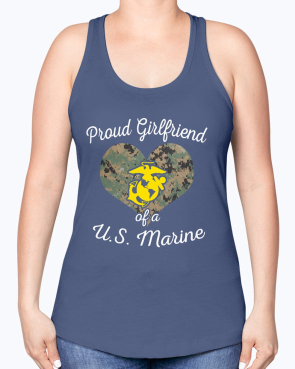 Proud Marine Girlfriend Heart T-shirts - MotherProud