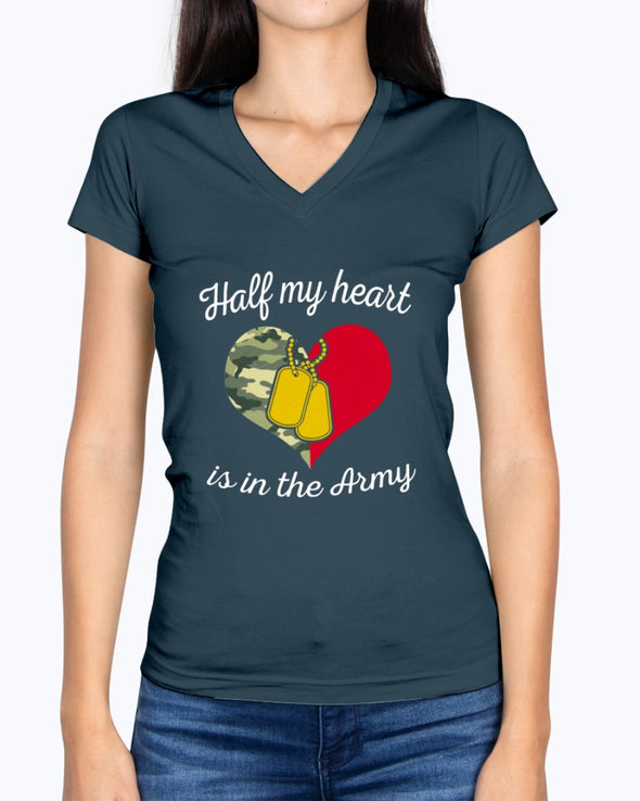 US Army Mom Half My Heart T-shirts