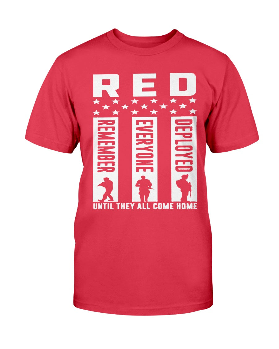 red t shirt remember everyone deployed