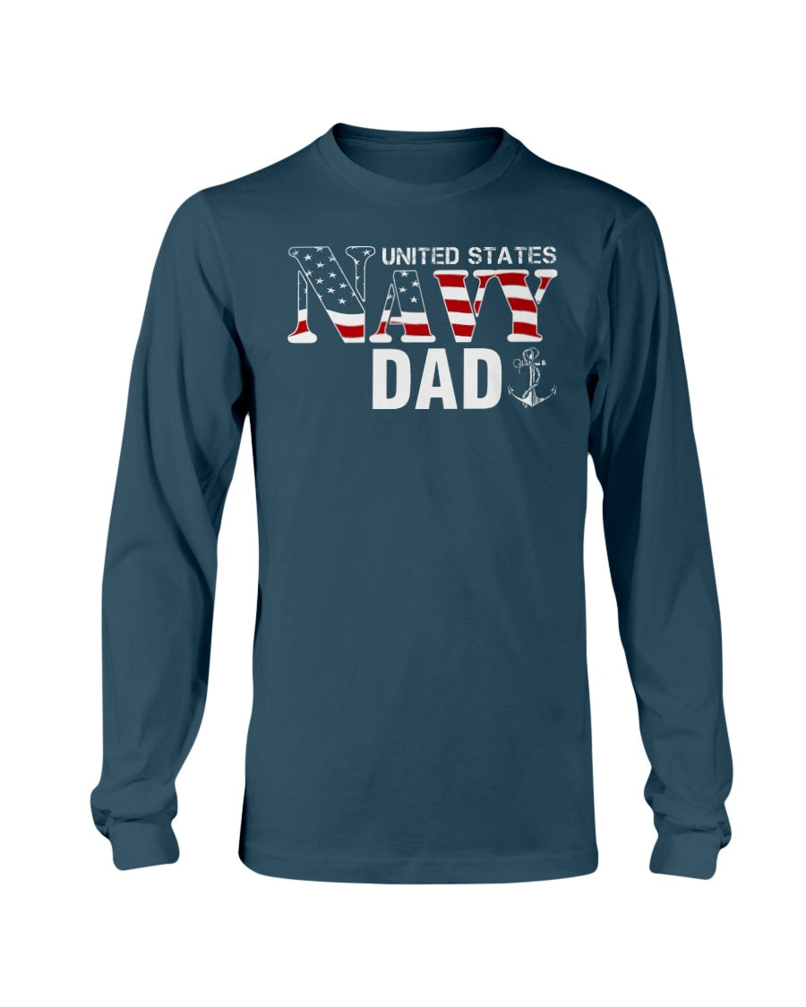 United States Navy Anchor Long Sleeve T-Shirt by , Navy Blue 