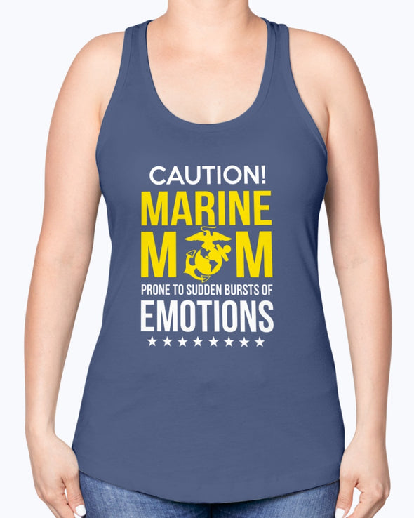 Marine Mom Caution Emotions T-shirts - MotherProud