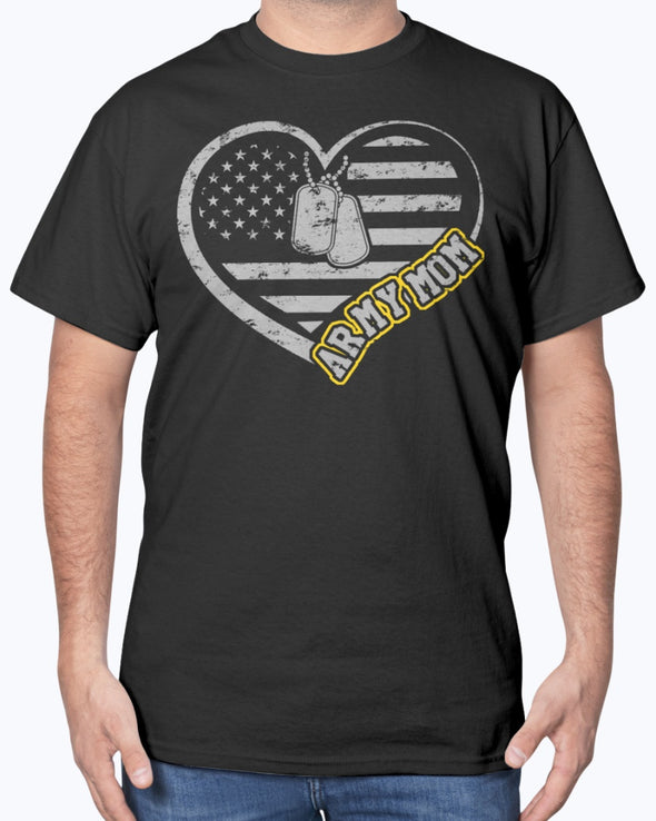 Proud Army Mom Heart Flag T-shirts