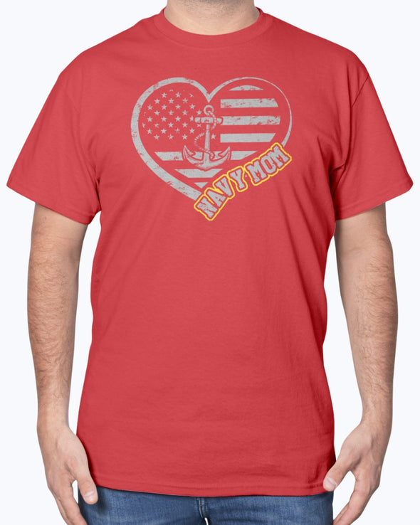 US Navy Mom Heart Flag T-shirts - MotherProud
