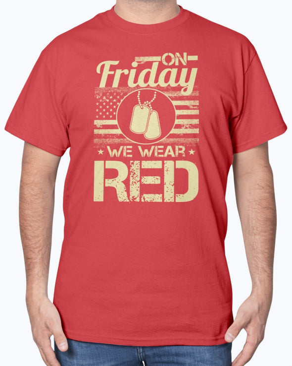 Army Marine Mom Dad On Friday Wear RED T-shirts - MotherProud