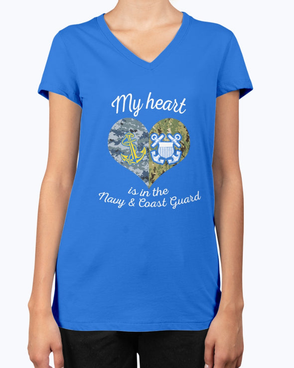 Proud Navy Coast Guard Mom My Heart T-shirts - MotherProud