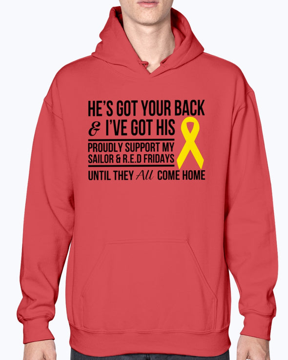 RED Friday US Navy Mom Dad Got His Back T-shirts - MotherProud