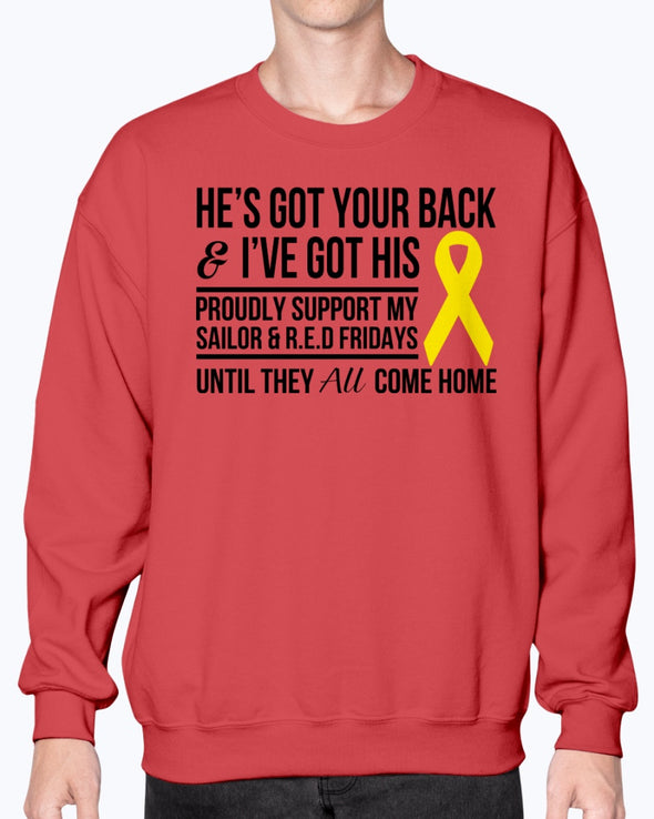 RED Friday US Navy Mom Dad Got His Back T-shirts - MotherProud