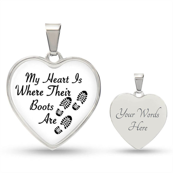 Personalized Military Mom Heart Boots Necklace