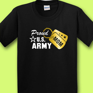 Proud U.S Army Mom Dog Tag T-shirts