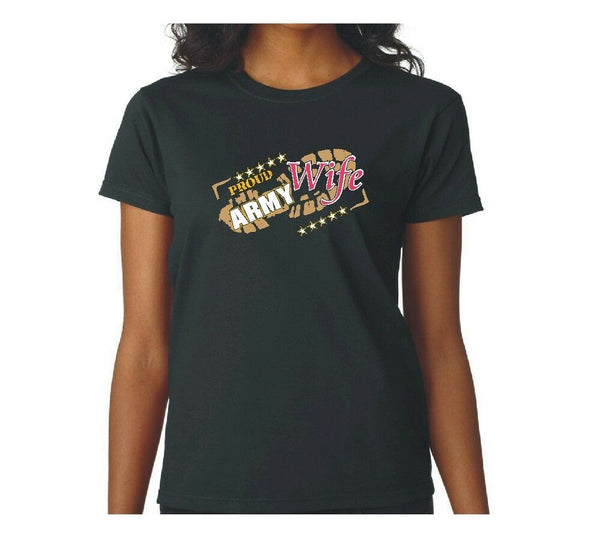 Proud Army Wife Boot Print T-shirts - MotherProud