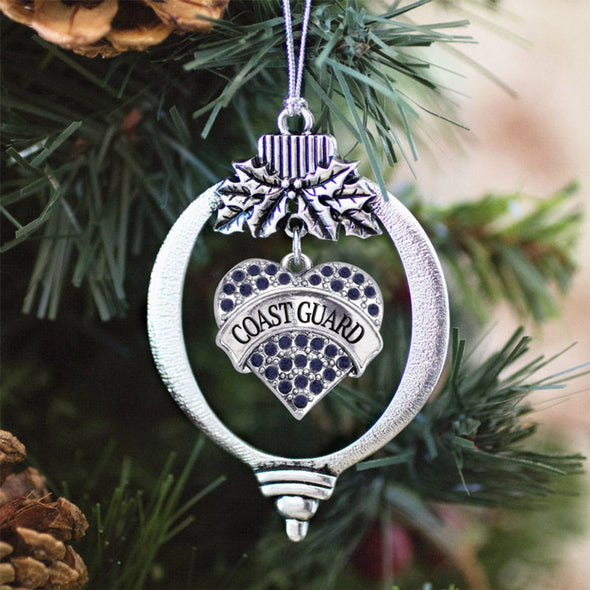 Inspired Silver Coast Guard Pave Heart Ornament - MotherProud