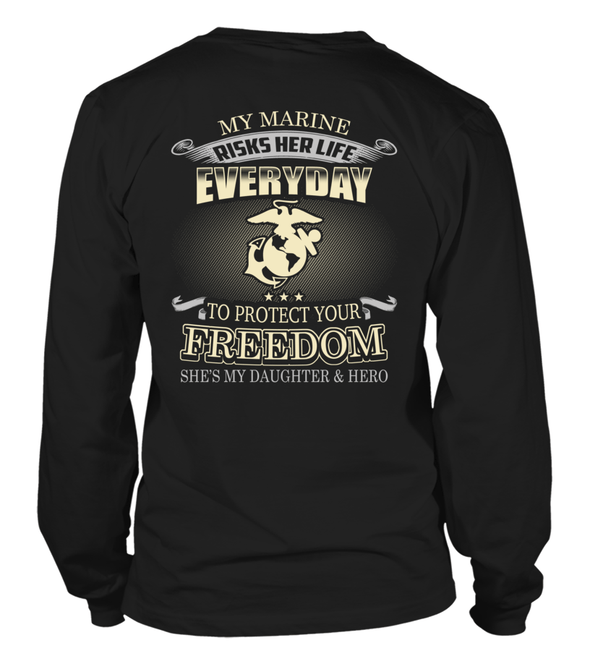 Marine Mom Daughter Protects Your Freedom T-shirts - MotherProud