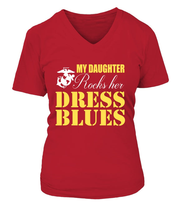 Marine Mom Daughter Rocks Dress Blues T-shirts - MotherProud