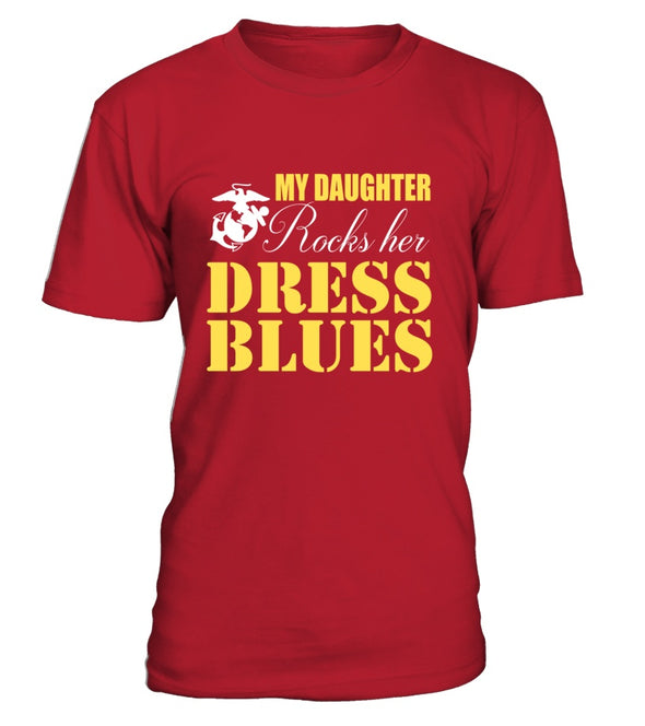 Marine Mom Daughter Rocks Dress Blues T-shirts - MotherProud