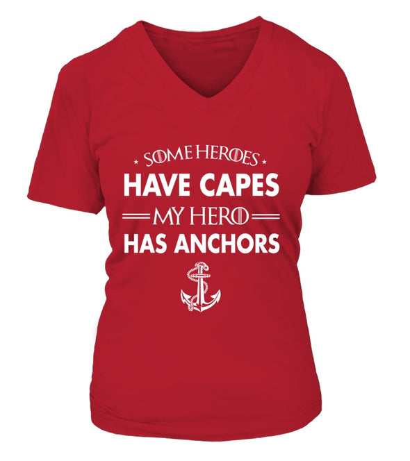 Navy Mom My Hero Has Anchors T-shirts - MotherProud
