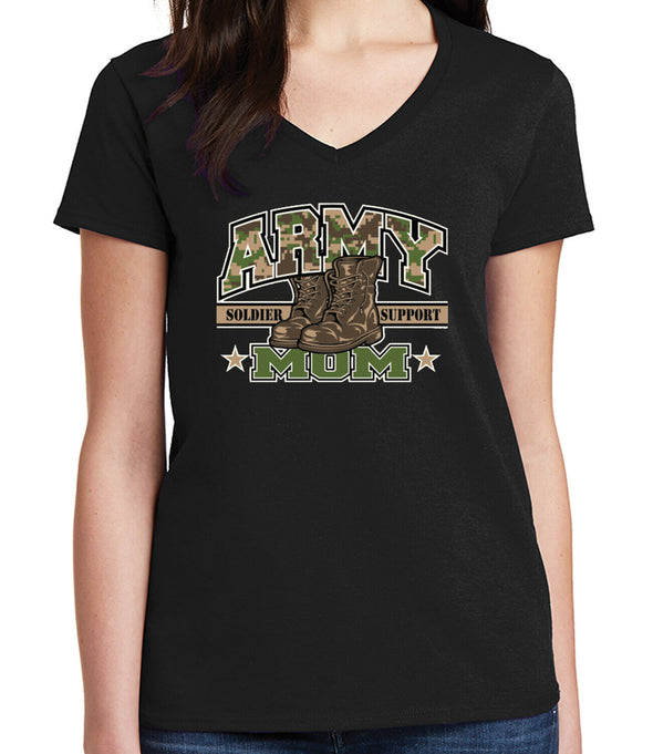 Camo Army Mom Boots Soldier Support T-shirts