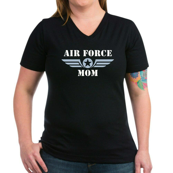 Air Force Mom Wings V-Neck T-shirts